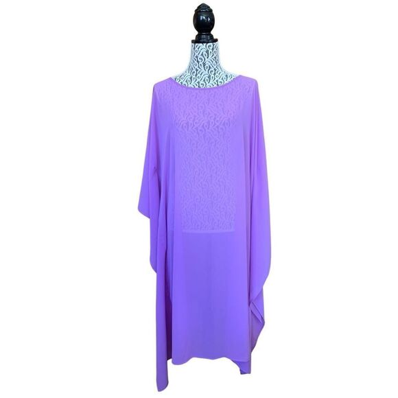 RENEE C. Semi Sheer Asymmetric Midi‎ Caftan Dress in Lavender Size S - Picture 12 of 12